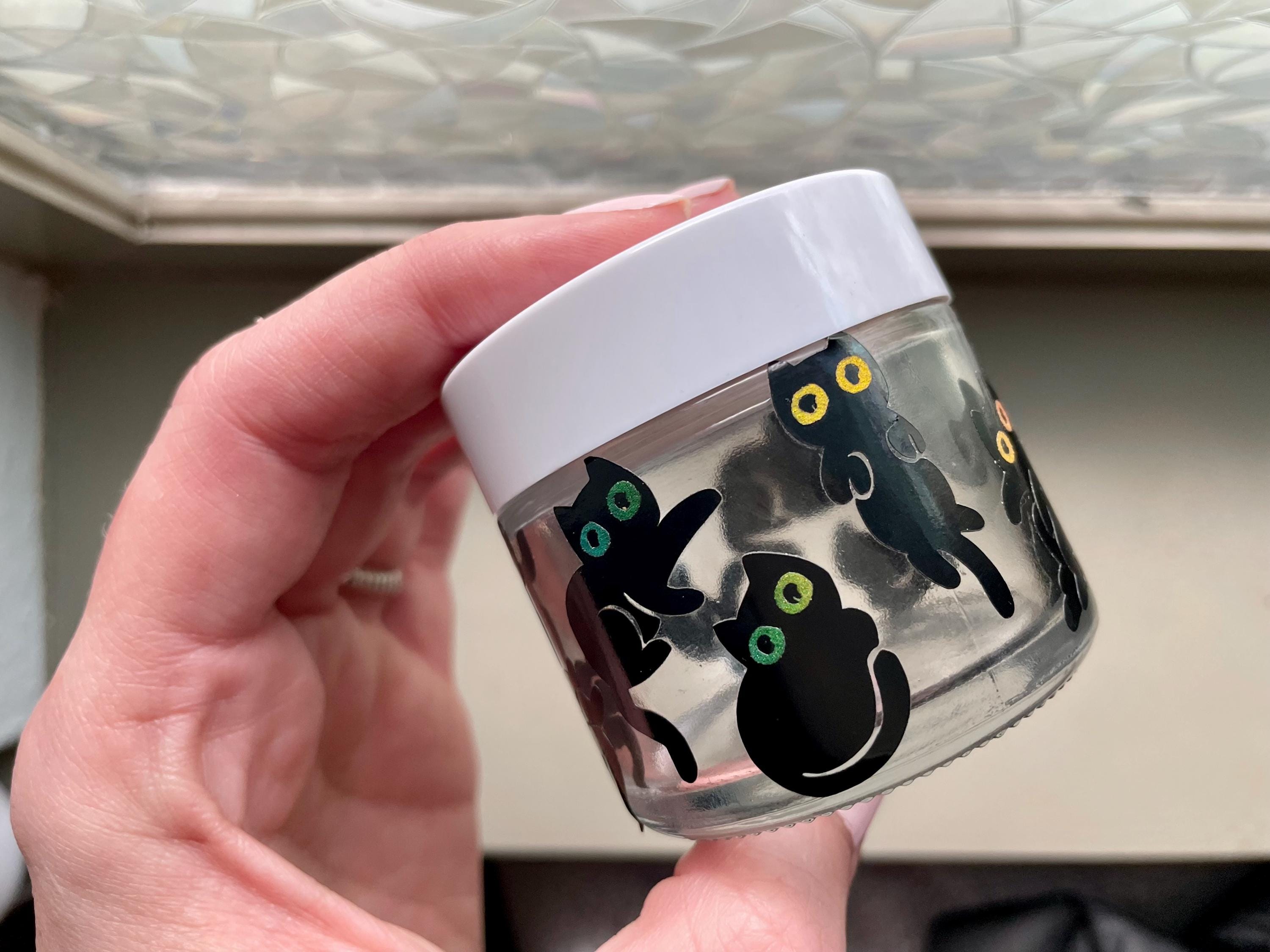 10 Cosmic Void Black Cat Vinyl Decals - Laptop notebook planner stationary Sticker, vehicle car window, adorable black cats for Halloween