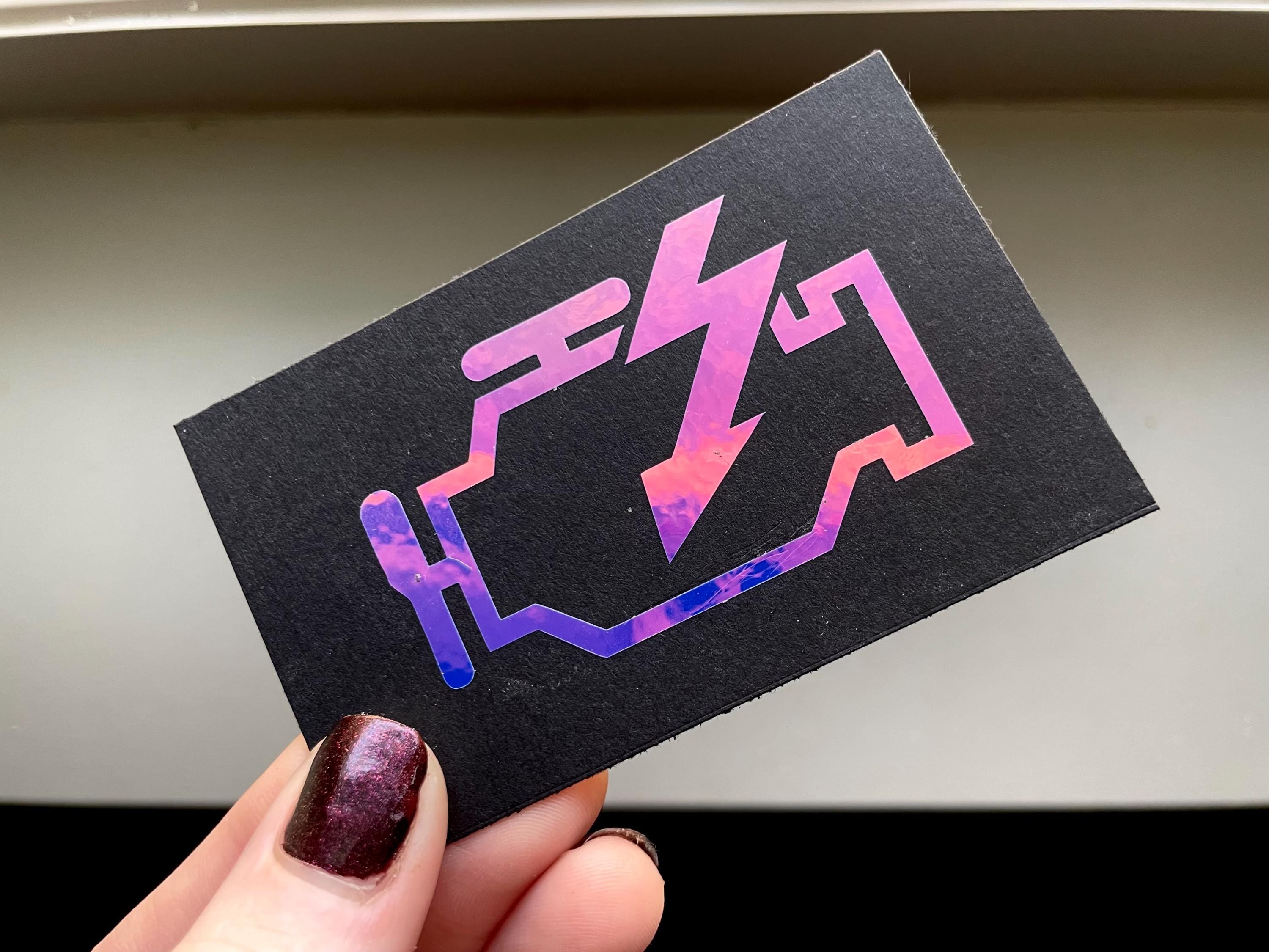 Holo Check Engine Light Decal: Mechanic Humor Car Sticker