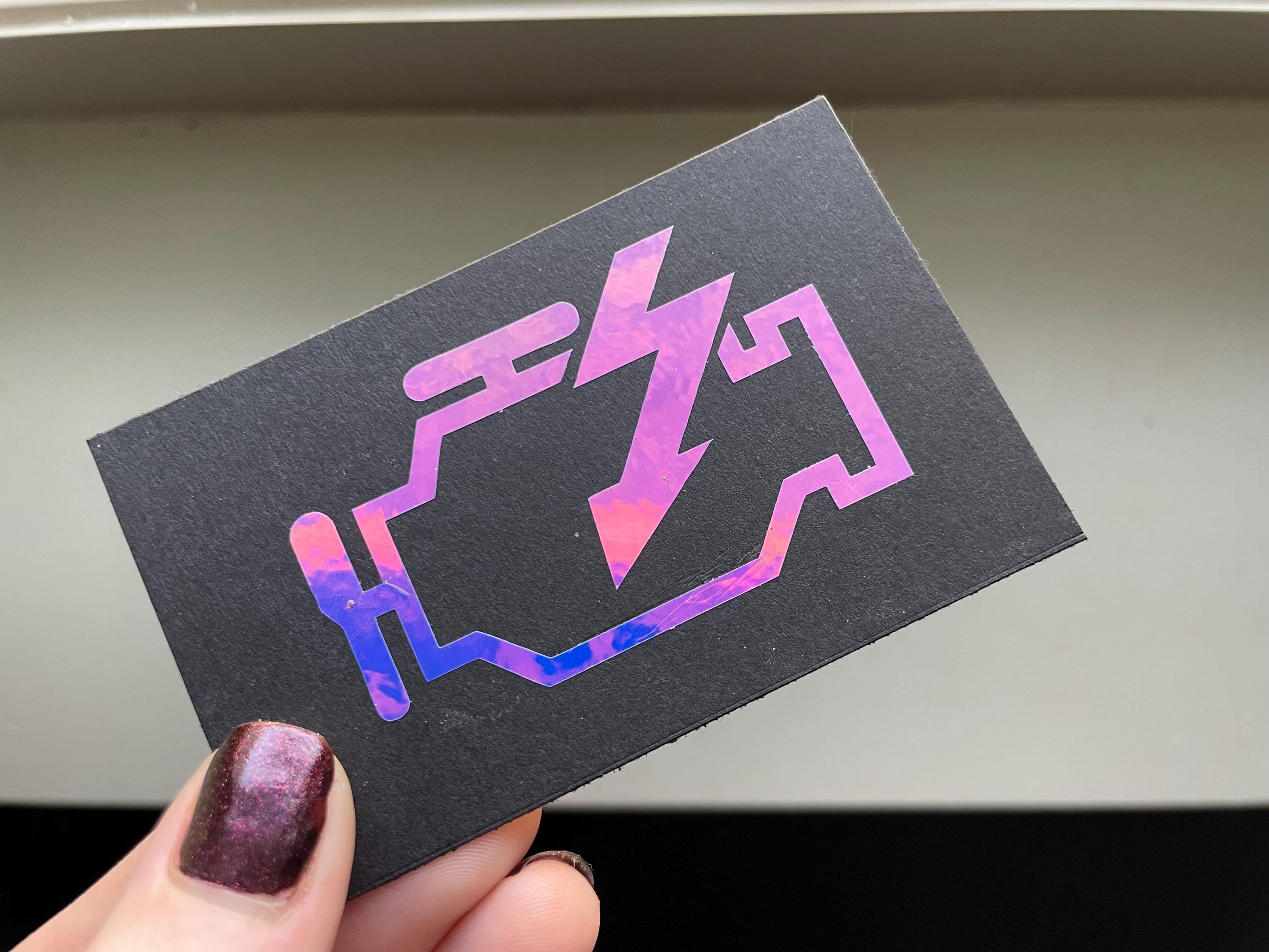 Holo Check Engine Light Decal: Mechanic Humor Car Sticker