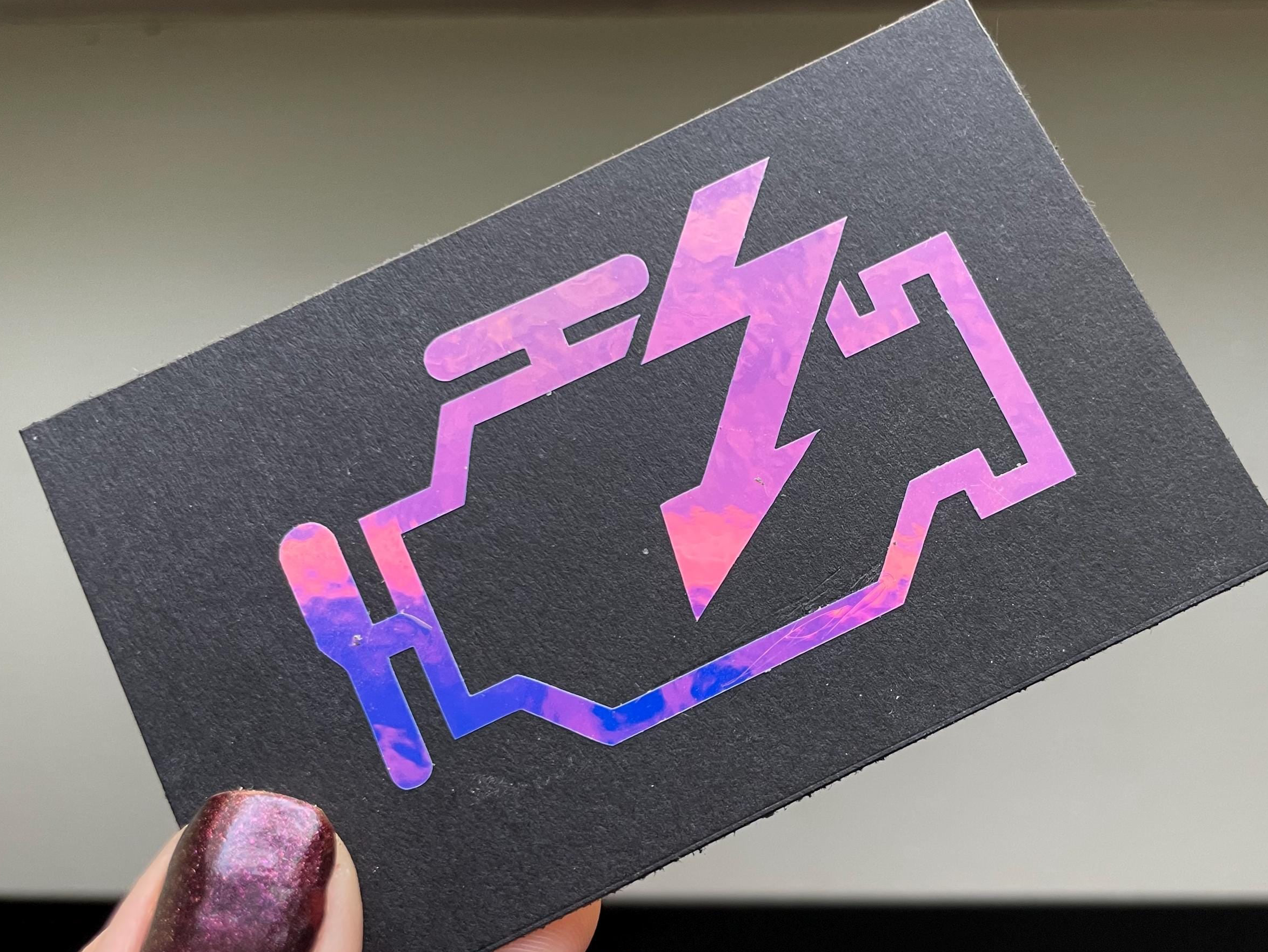 Holo Check Engine Light Decal: Mechanic Humor Car Sticker