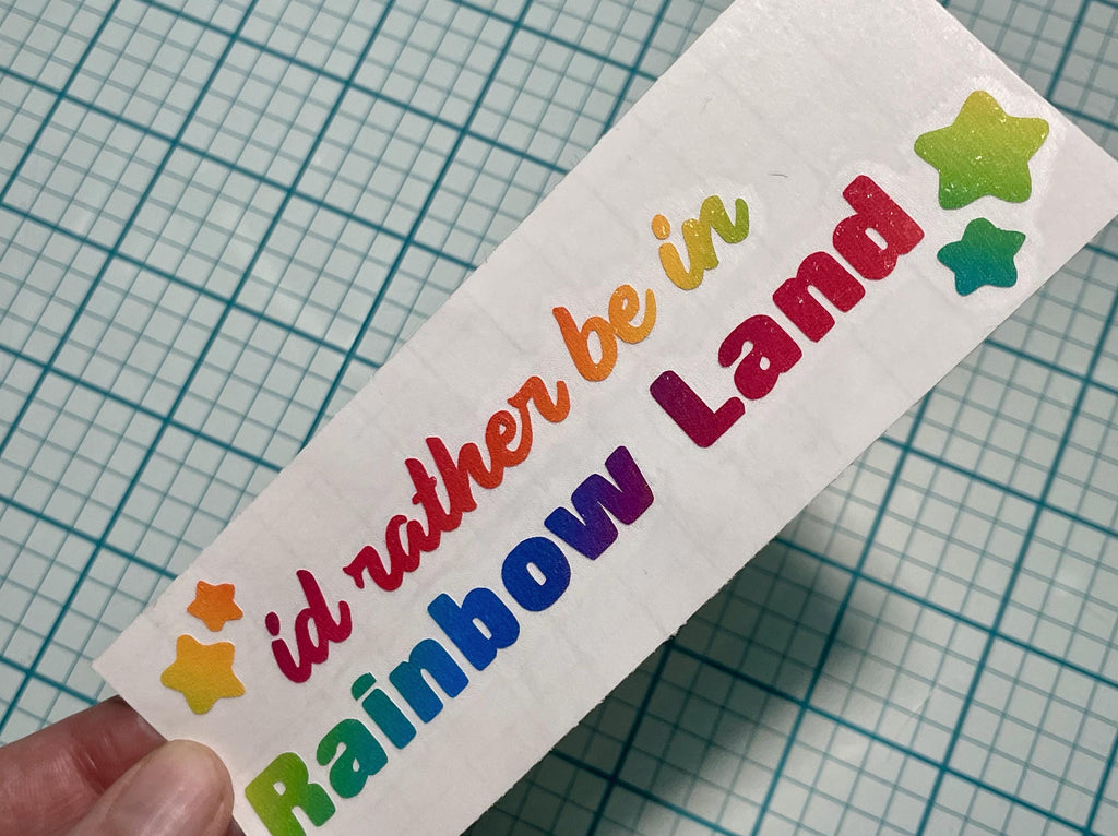 Rainbow Brite Vinyl Decal: I'd rather be in Rainbow Land Glitter Sticker