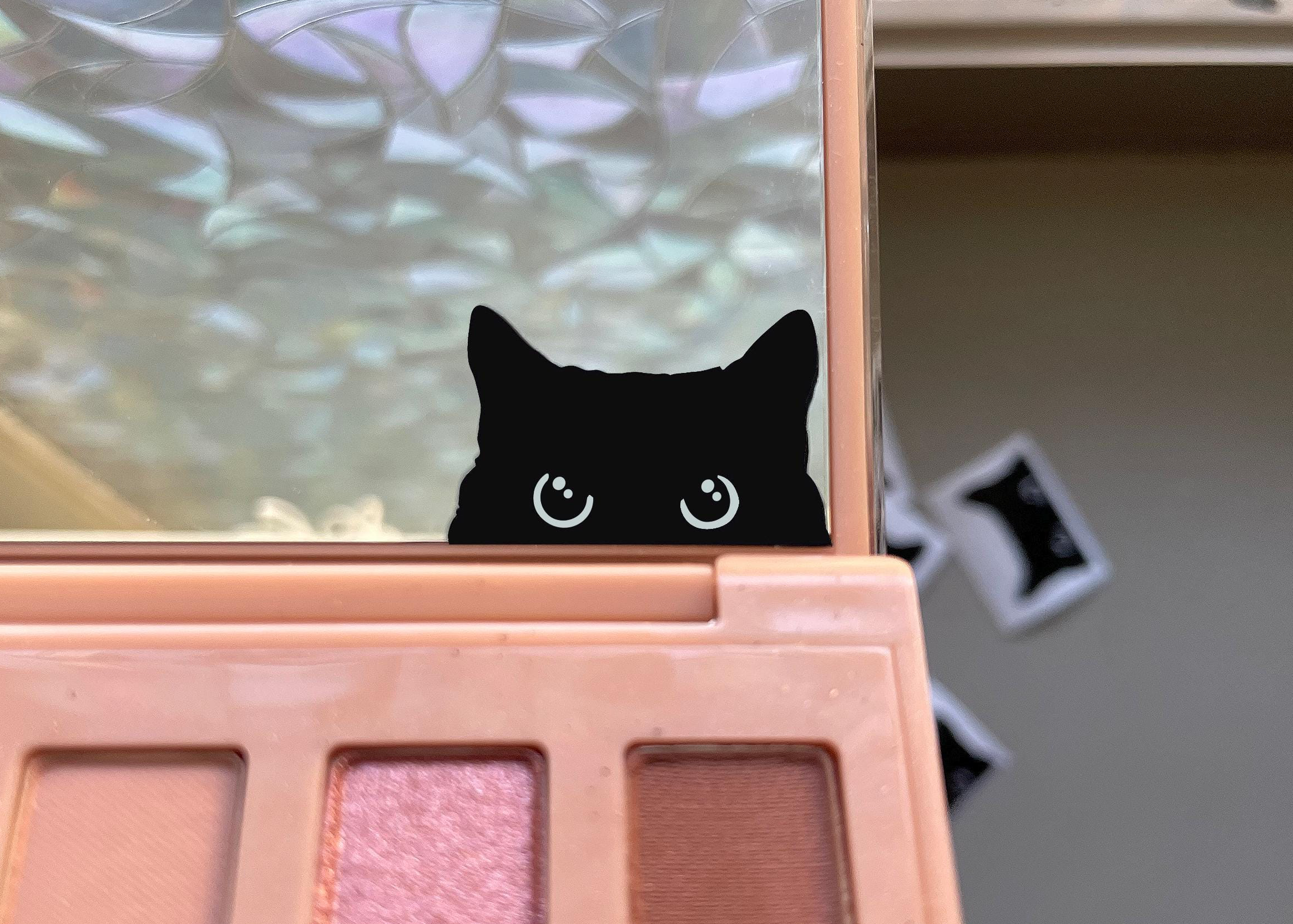 Smol Angry Black Cat Sticker: Funny Mirror Decal