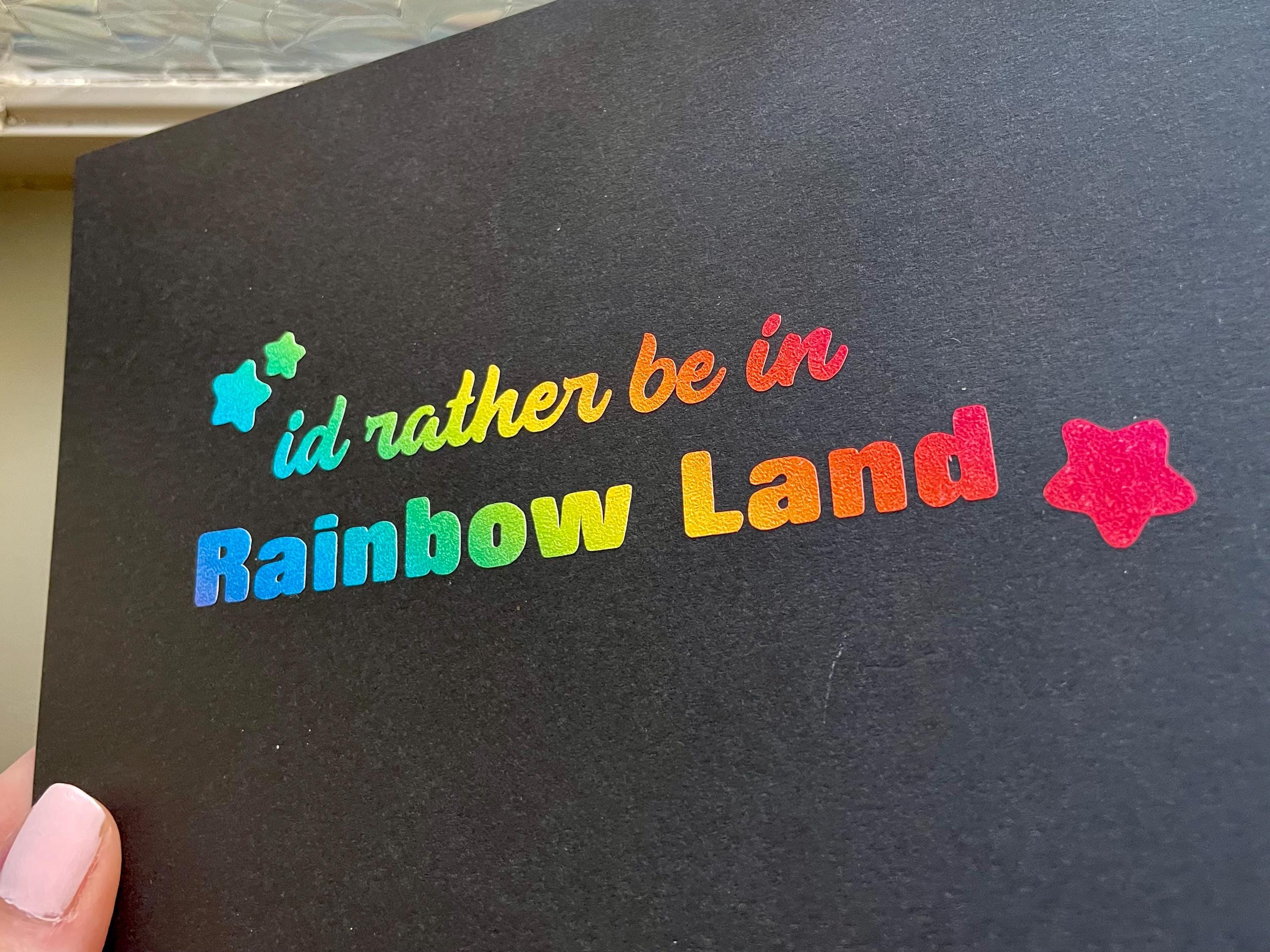 Rainbow Brite Vinyl Decal: I'd rather be in Rainbow Land Glitter Sticker