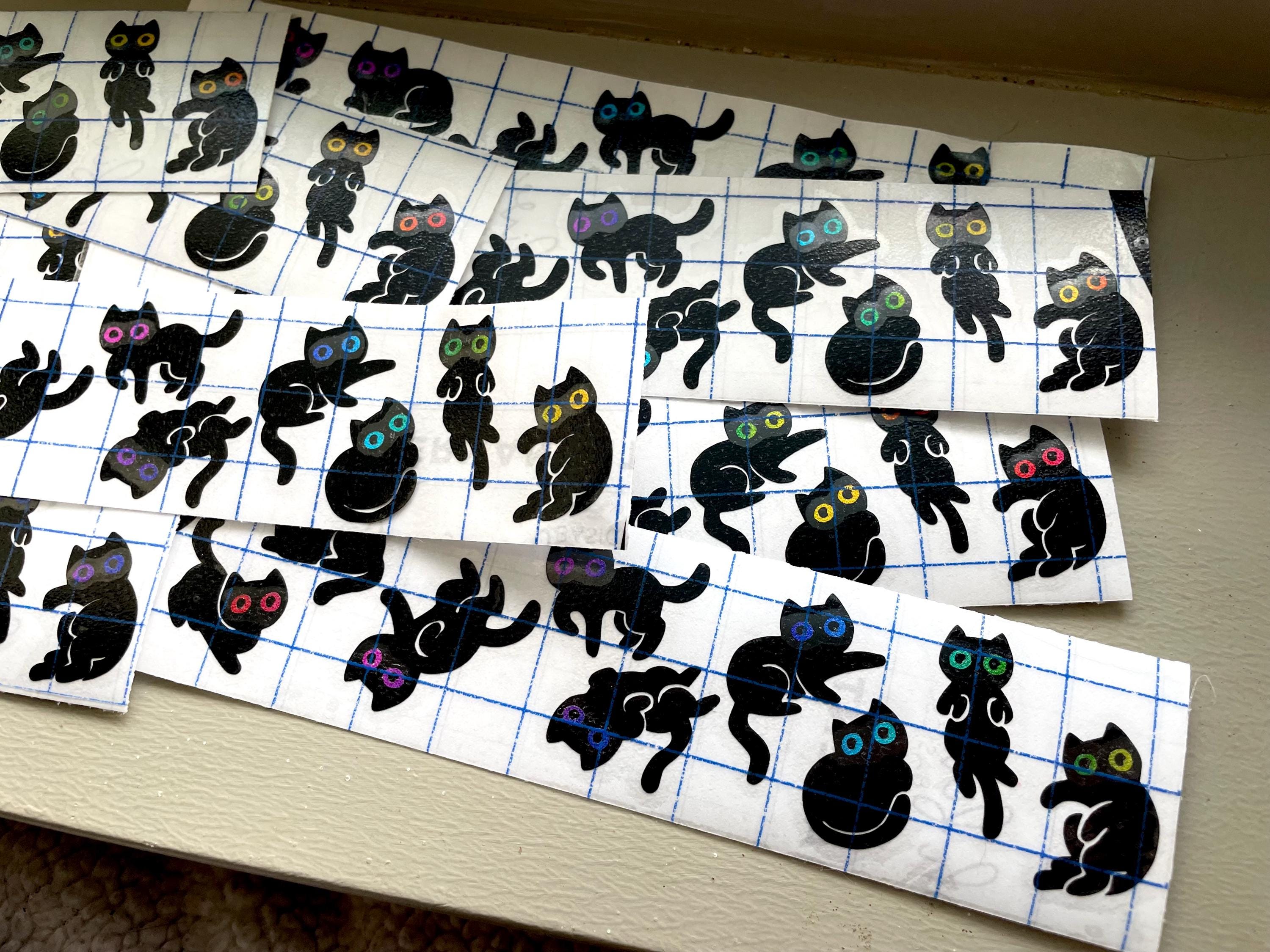10 Cosmic Void Black Cat Vinyl Decals - Laptop notebook planner stationary Sticker, vehicle car window, adorable black cats for Halloween
