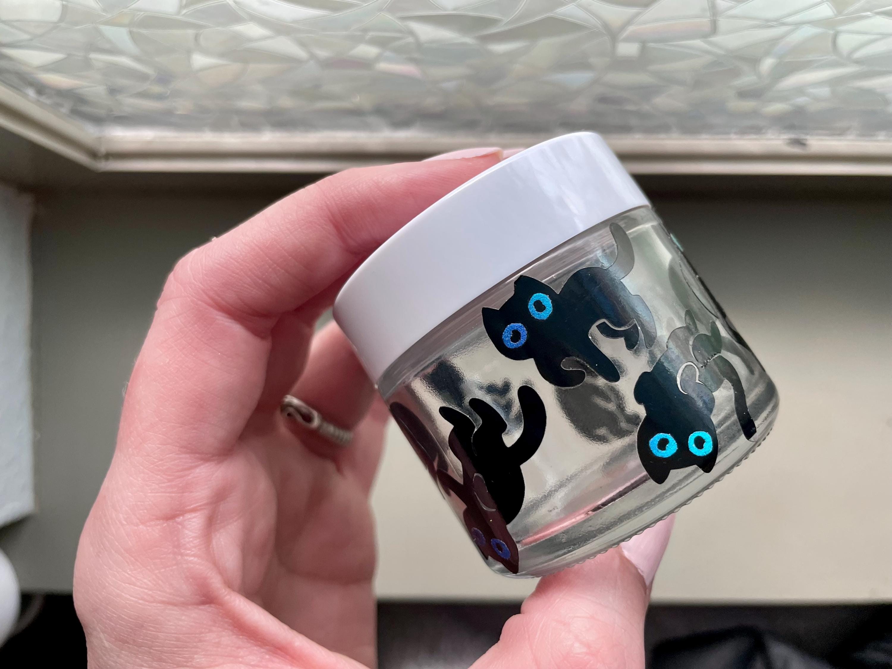 10 Cosmic Void Black Cat Vinyl Decals - Laptop notebook planner stationary Sticker, vehicle car window, adorable black cats for Halloween