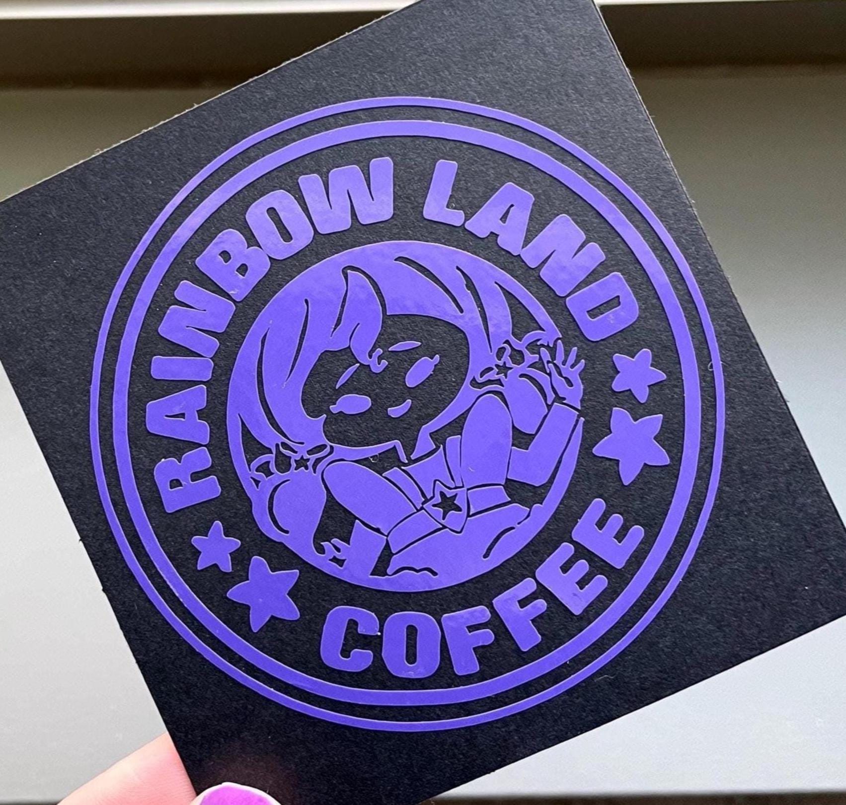 Indigo Rainbow Brite Vinyl Decal: Rainbow Land Coffee Label