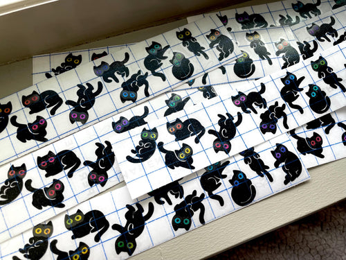 10 Cosmic Void Black Cat Vinyl Decals - Laptop notebook planner stationary Sticker, vehicle car window, adorable black cats for Halloween