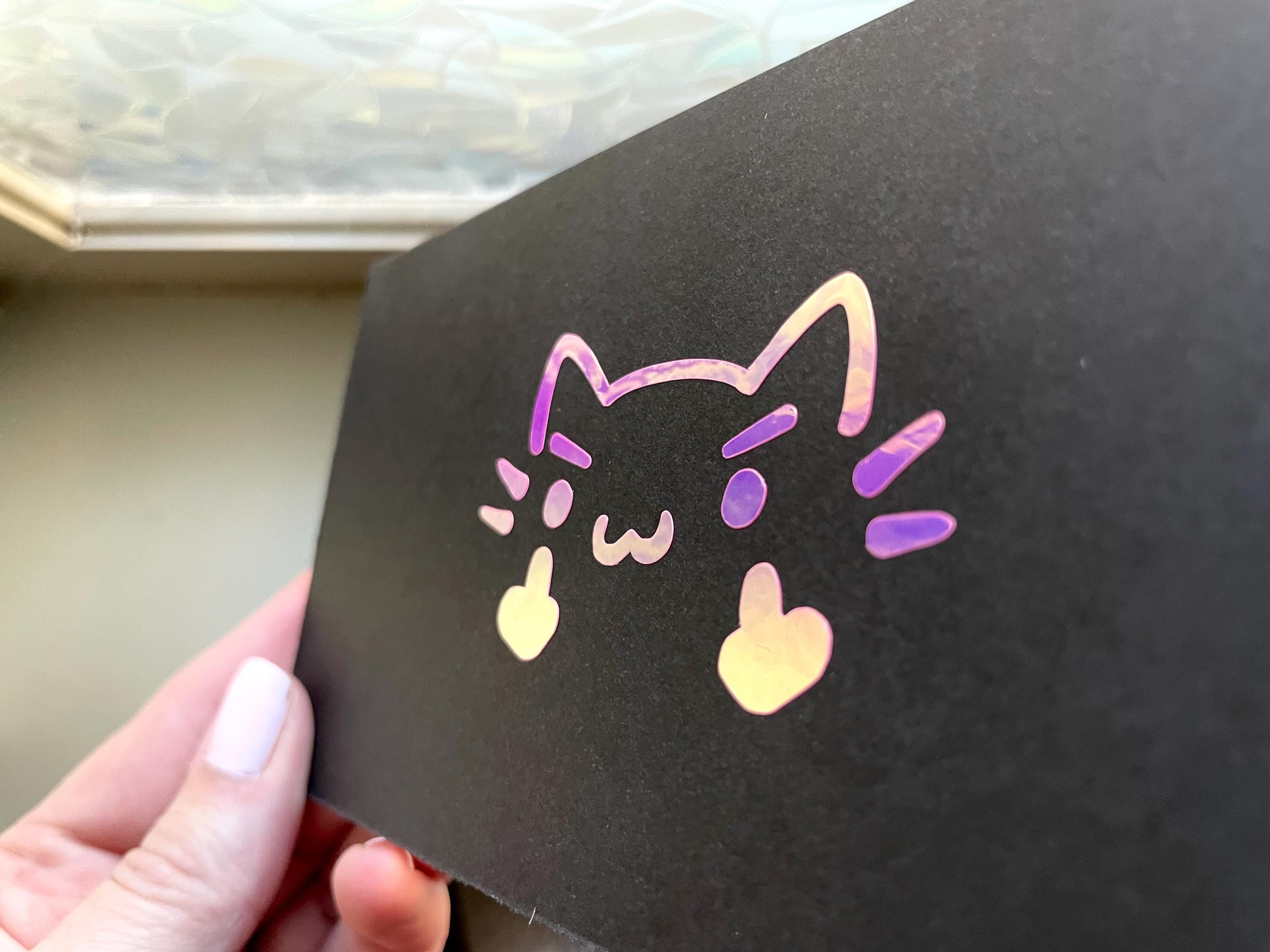 Naughty Kitty fingers up - Laptop notebook planner stationary Sticker, vehicle car window