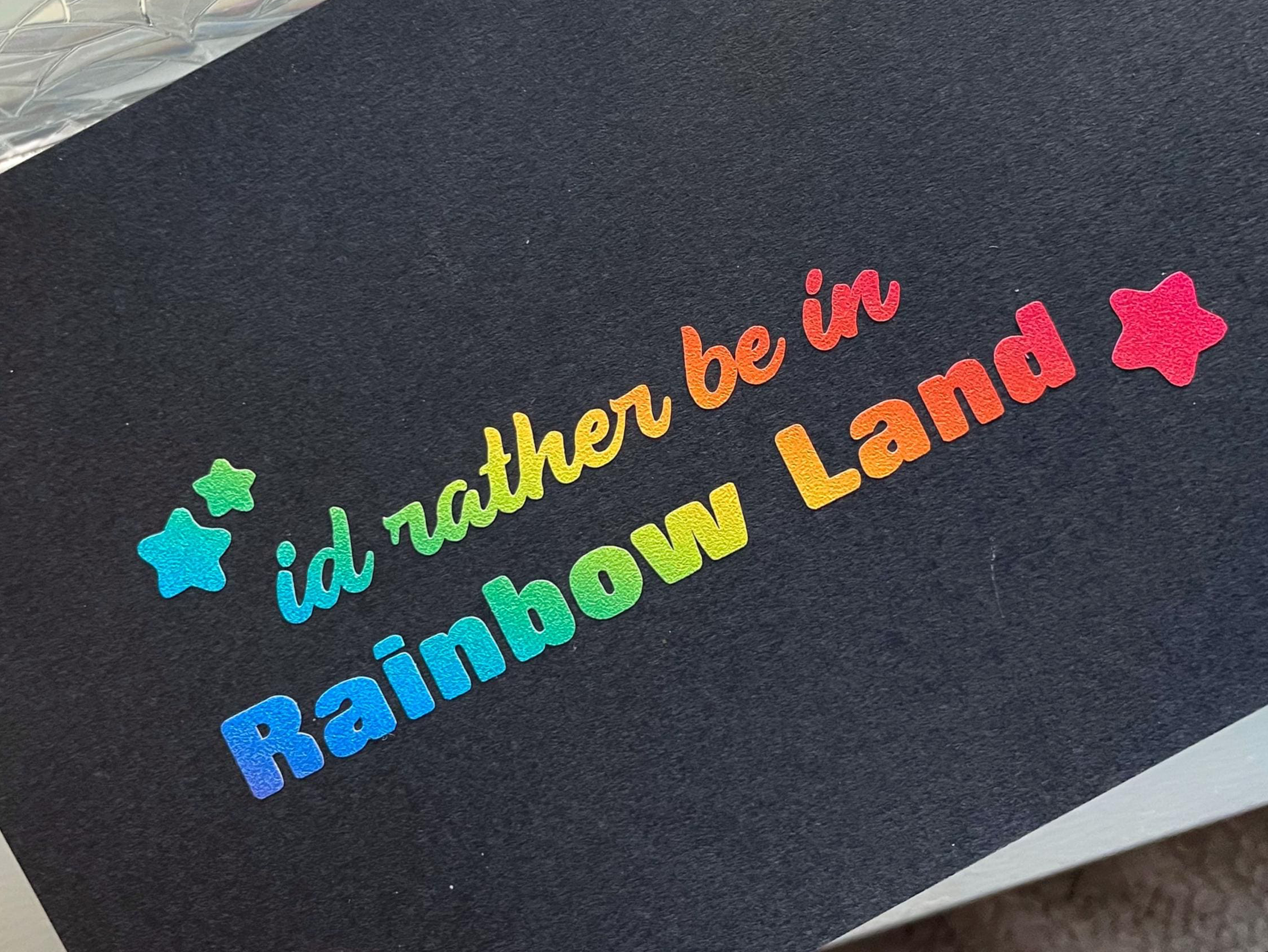 Rainbow Brite Vinyl Decal: I'd rather be in Rainbow Land Glitter Sticker