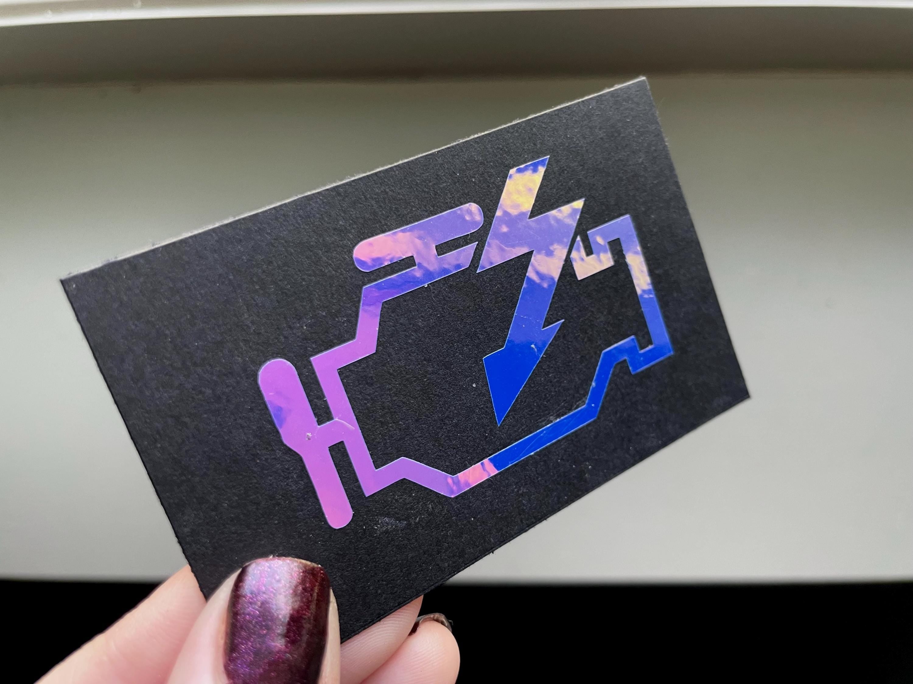 Holo Check Engine Light Decal: Mechanic Humor Car Sticker