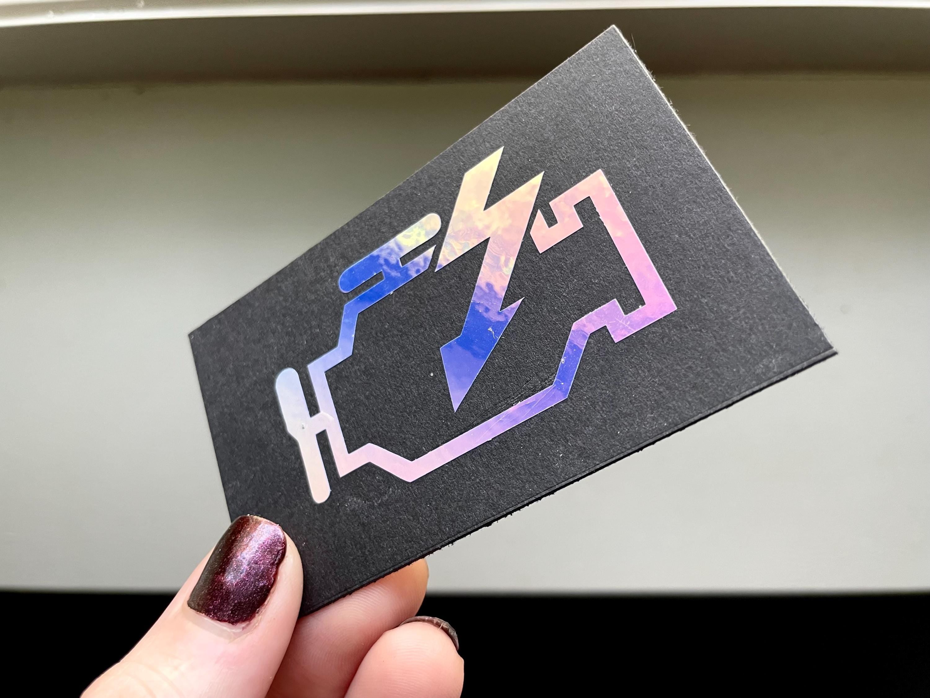 Holo Check Engine Light Decal: Mechanic Humor Car Sticker