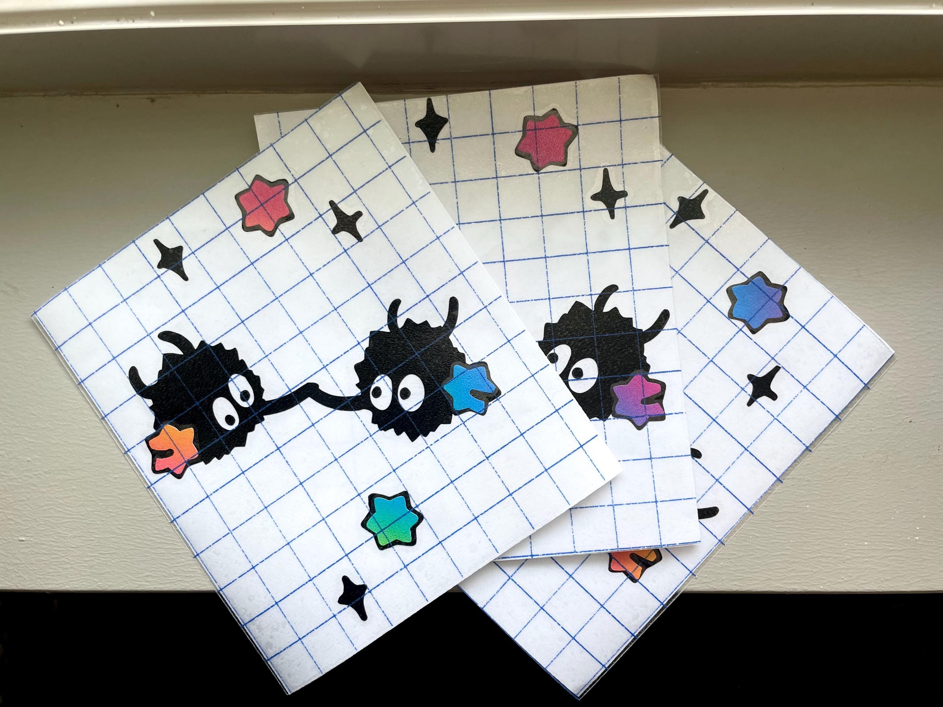 Falling Soot Sprite Glittery Vinyl Decal: Spirited Away Ghibli Stickers Konpeito Candy and Susuwatari