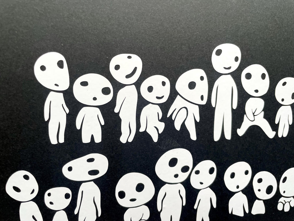 Kodama Princess Mononoke forest spirit decals, they glow in the dark! Cute for water bottles, notebooks, window stickers and more
