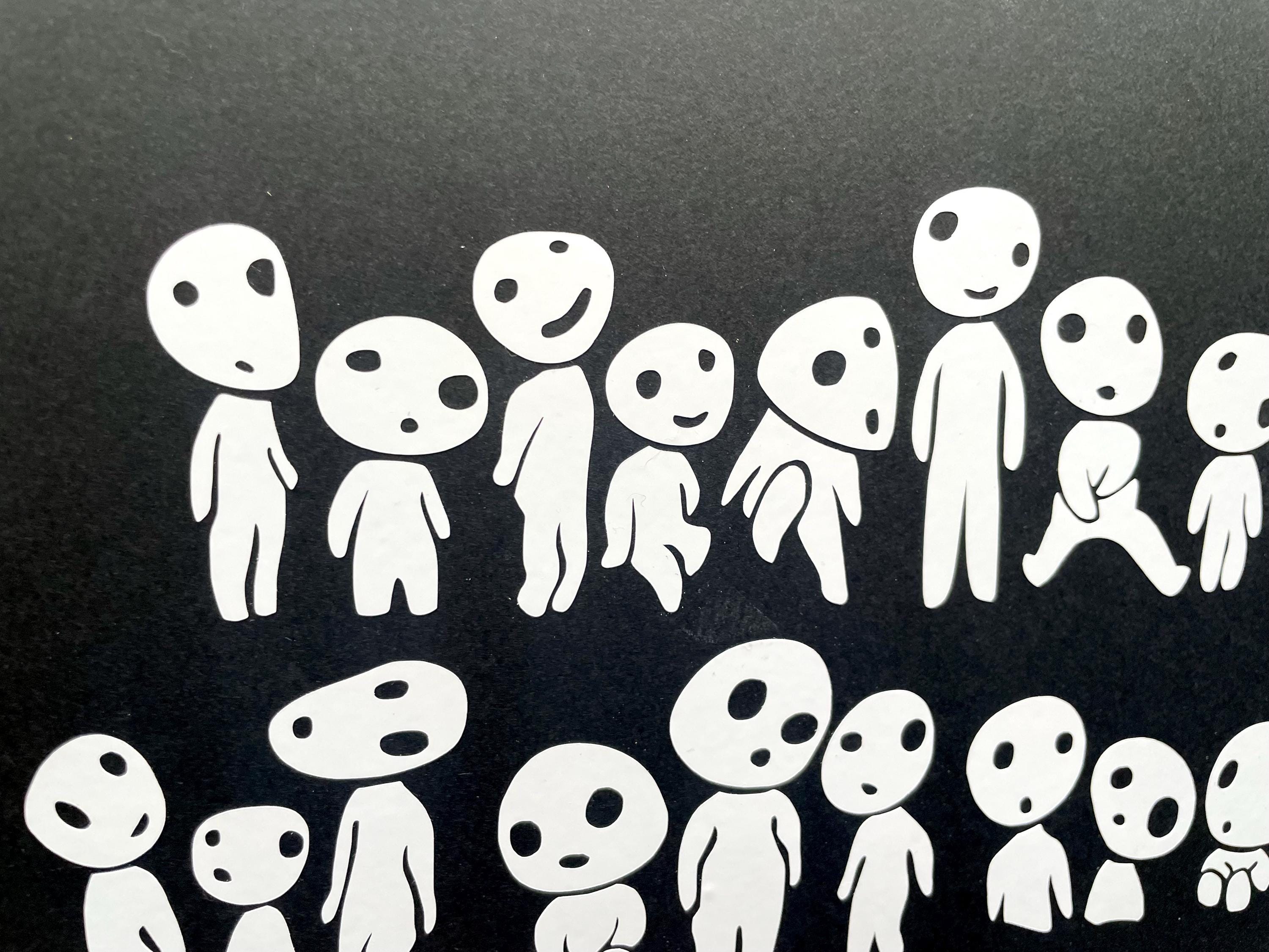 Kodama Princess Mononoke forest spirit decals, they glow in the dark! Cute for water bottles, notebooks, window stickers and more