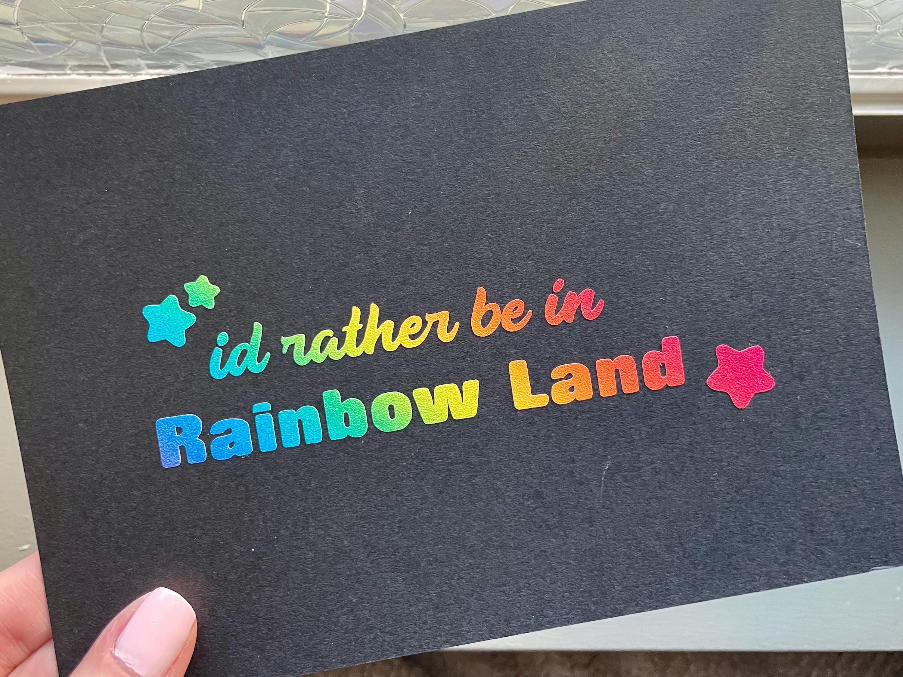 Rainbow Brite Vinyl Decal: I'd rather be in Rainbow Land Glitter Sticker
