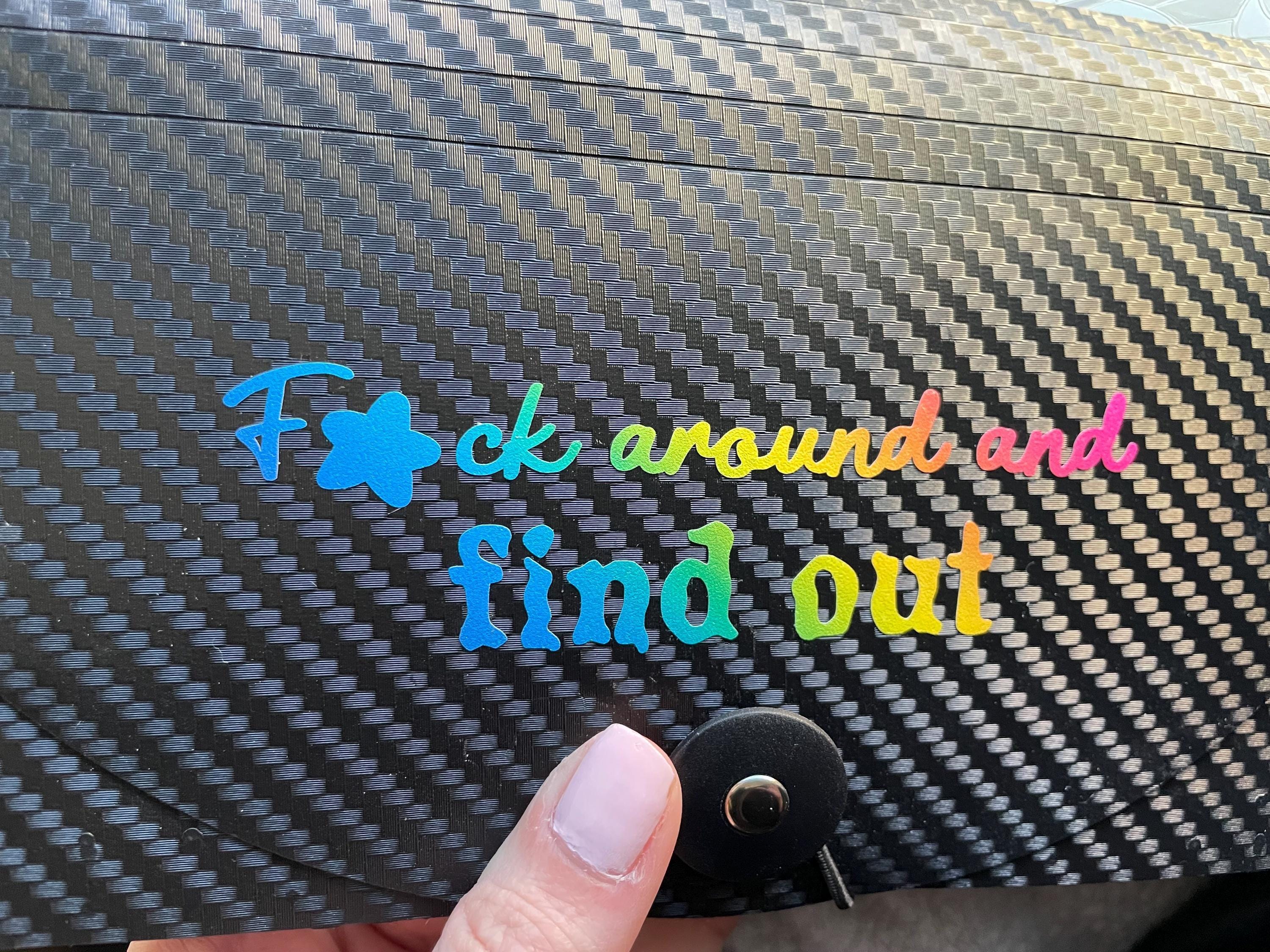 Rainbow Vinyl Decal: Sarcastic Car Humor FAFO water bottle, laptop, scrapbooking