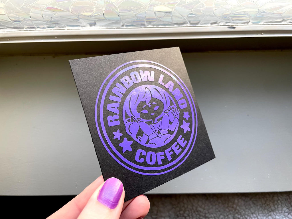 Indigo Rainbow Brite Vinyl Decal: Rainbow Land Coffee Label