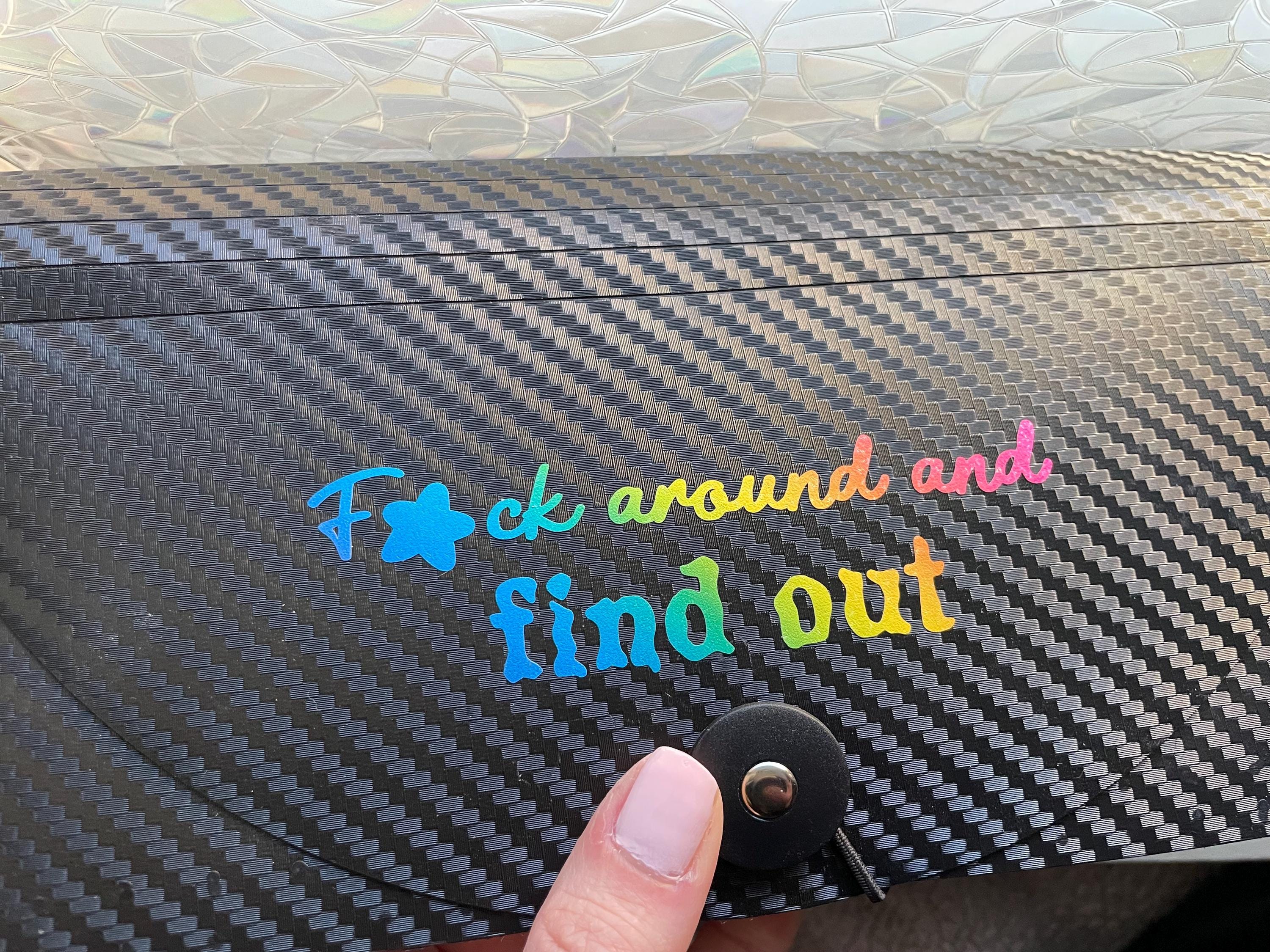 Rainbow Vinyl Decal: Sarcastic Car Humor FAFO water bottle, laptop, scrapbooking
