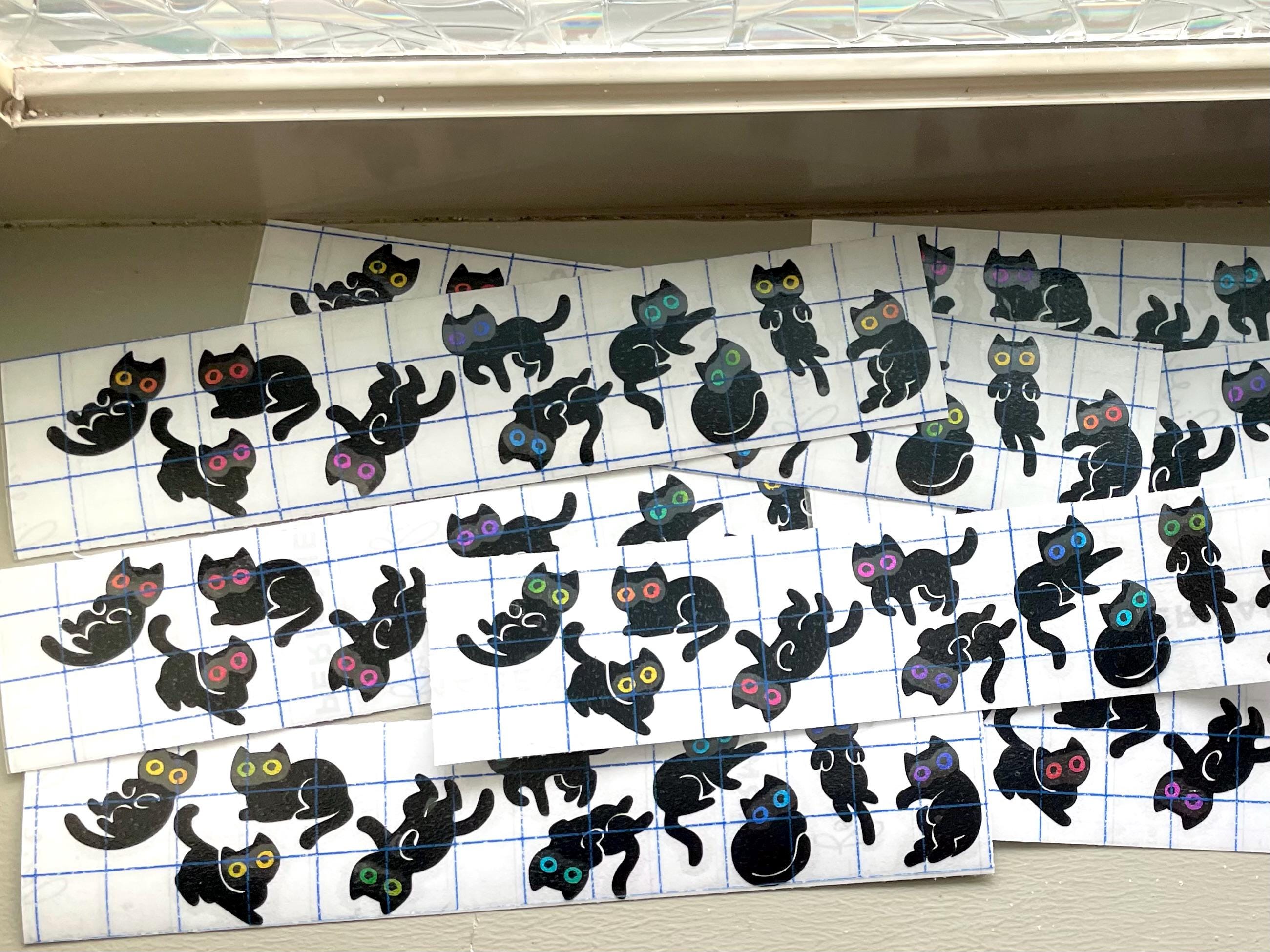 10 Cosmic Void Black Cat Vinyl Decals - Laptop notebook planner stationary Sticker, vehicle car window, adorable black cats for Halloween