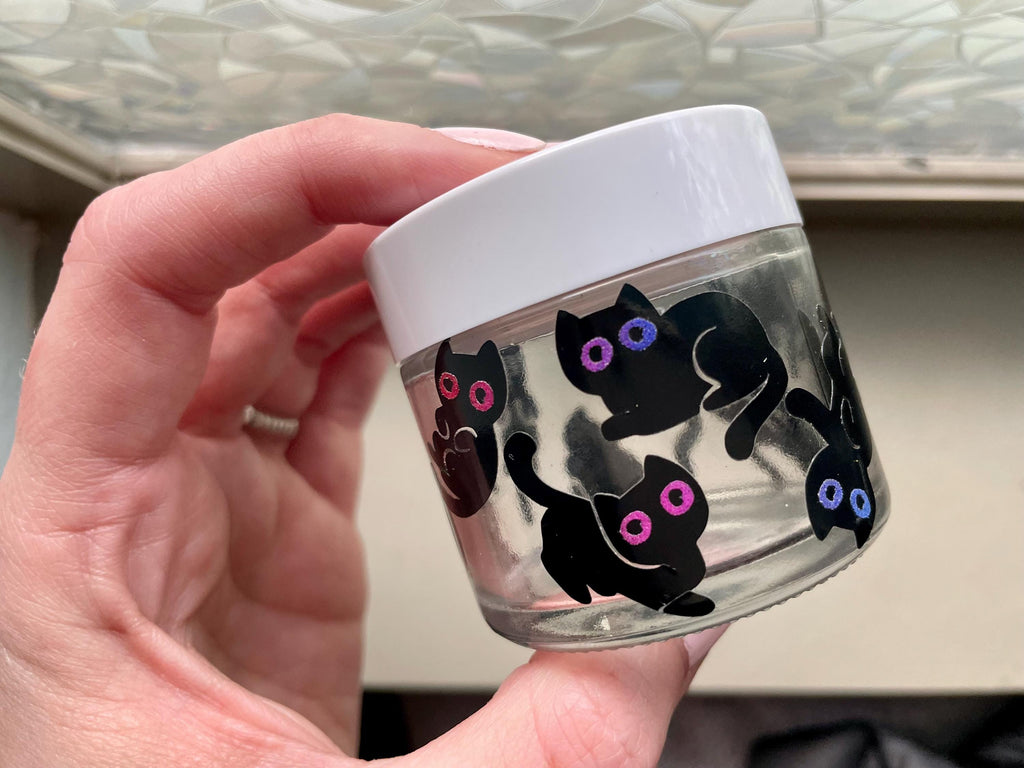 10 Cosmic Void Black Cat Vinyl Decals - Laptop notebook planner stationary Sticker, vehicle car window, adorable black cats for Halloween